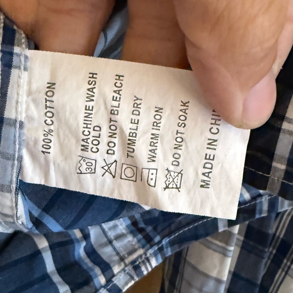 Badass Men’s Blue and White Plaid Cowboy Shirt - Picture 3 of 4